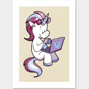 Laptop unicorn Posters and Art
